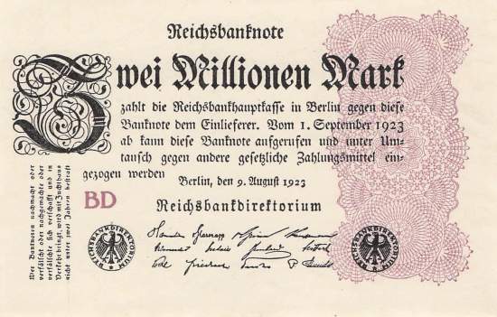 2 Millionen Mark 1923 ro.103c BD